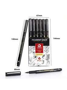 Mobee Super Black German Ink Pigment Liner Pen, 3/6/12 Pcs Fine Tip Pen Set, Metal Clip, German Ink, High-Quality Fine Tip Marker Pen, Water-Based Liner Pen, Master-Level Fine Art Drawing - màu đen - Xem 16