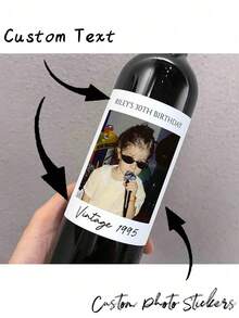1-3pcs Custom Photo Wine Labels, Personalized Wine Bottle Labels, 30th Birthday Wine Labels, Personalized Engagement Gift Wine Labels, Engagement Gift, Wedding Wine Labels, Proposal Gift, Custom Photo - Multicolor - View 1