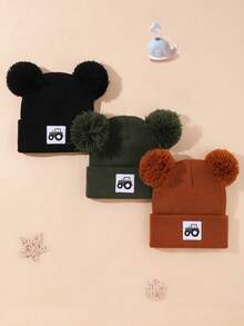 Cute Excavator Embroidery Design Is Warm And Hand-Washable, Making It A Perfect Choice For Outdoor Wear And Party Gifts. The Fashionable Excavator Embroidery Knitted Cap Is Warm And Suitable For Babies, Boys And Girls