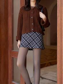 CLAGAINER 1pc Plus Size 100g Thickened Thermal Pantyhose Stockings For Women, High Elasticity, Translucent, High Waist, Tights For Autumn And Winter