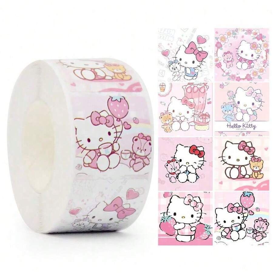 Sanrio 500pcs/Roll Sticker Pack: Hello Kitty, Melody & Friends, Matte Glitter, Self-Adhesive For Creative DIY, Gifts & Party Favors Decorative Handbook Stickers Tape Expression Cute Cartoon Birthday Gift Christmas Decorations Halloween Spring Festival Thanksgiving Gift Party Favor