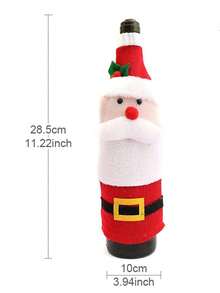 1pc Christmas Decoration Knitted Cartoon Wine Bottle Cover, Creative Plush Santa Claus Wine Bottle Bag