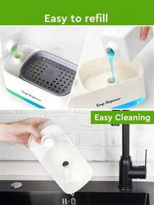 1 Set Handmade Soap Dispenser Kit, Includes Tray, Double-Layer Soap Dispenser, Sponge Holder And Dish Rack, Suitable For Kitchen Sink Countertop Storage, Practical Kitchen Tool, Home & Bathroom Decor, Autumn Decoration, Back To School Essential - Multicolor - View 10