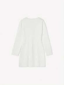 FOR BEAUTY 春夏新款白色针织长袖连衣裙，时尚休闲，简约优雅，适合日常外出、约会、通勤等各种场合。这款毛衣连衣裙是春秋季女士的理想之选。 - 白色 - 查看 7