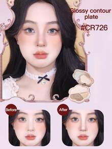 COLORROSE 哑光珠光粉轮廓调色板，轻盈、光滑、天鹅绒般的质地，带镜子，瘦脸鼻，自然渐变，古铜色轮廓和荧光笔一体式调色板 - CR726 - 查看 6