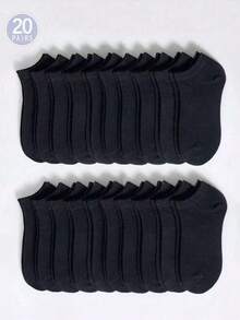 20双黑色简约百搭浅口女式踝袜 - 黑色 - 查看 1