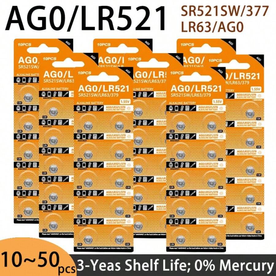 AG0 SR63 LR69 LR521 379A 1.5V 碱性纽扣电池 – SR521SW D379 379 替换电池 | 手表玩具遥控钥匙扣计算器小型电子产品