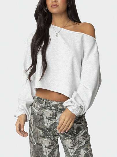 Women Y2K Cute Off-Shoulder Sweatshirt Preppy Graphic Oversized Pullover Top Spring Casual Boyfriend Long Sleeve Spring Fall/Autumn Teen Girls Going Out Tops Aesthetic Clothes Club Streetwear,Graduation,Teacher Outfits For Women,Back To School ﻿