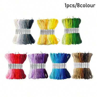 Hilo de bordar con degradado de 8 colores, costura colorida, hilo de bordar de algodón, hilo para punto de cruz, estilo único, hilo de coser, hilo retorcido para manualidades