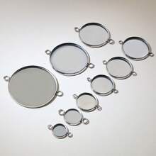 10pcs 8-30mm Inner Size Double Loops Stainless Steel Gold Color Pendant Cabochon Blank Base Tray DIY Accessories For Bracelet Necklace Earrings - Double Hanging Bottom Bracket - View 3