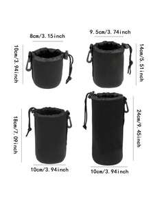 1 pièce Sac souple en nylon pour objectif d'appareil photo, convient pour Canon et la plupart des appareils photo reflex numériques. Étui pour chargeur, batterie externe, chargeur de téléphone, accessoires pour appareil photo numérique