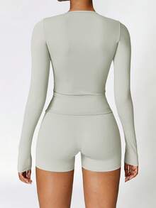 A Set Of Women's Gym Workouts Suitable For Yoga Exercises, Running, And Festivals Can Be Worn - 灰色 - 查看 5