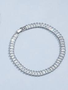 1pc Luxury Geometric Square Choker Necklace, Jewelry For Women, Summer Bohemian Necklaces - Silver - View 10