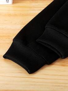 Conjunto de sudadera con capucha de forro polar y pantalones con estampado de letras divertido para niño pequeño, conjunto de moda casual para otoño e invierno