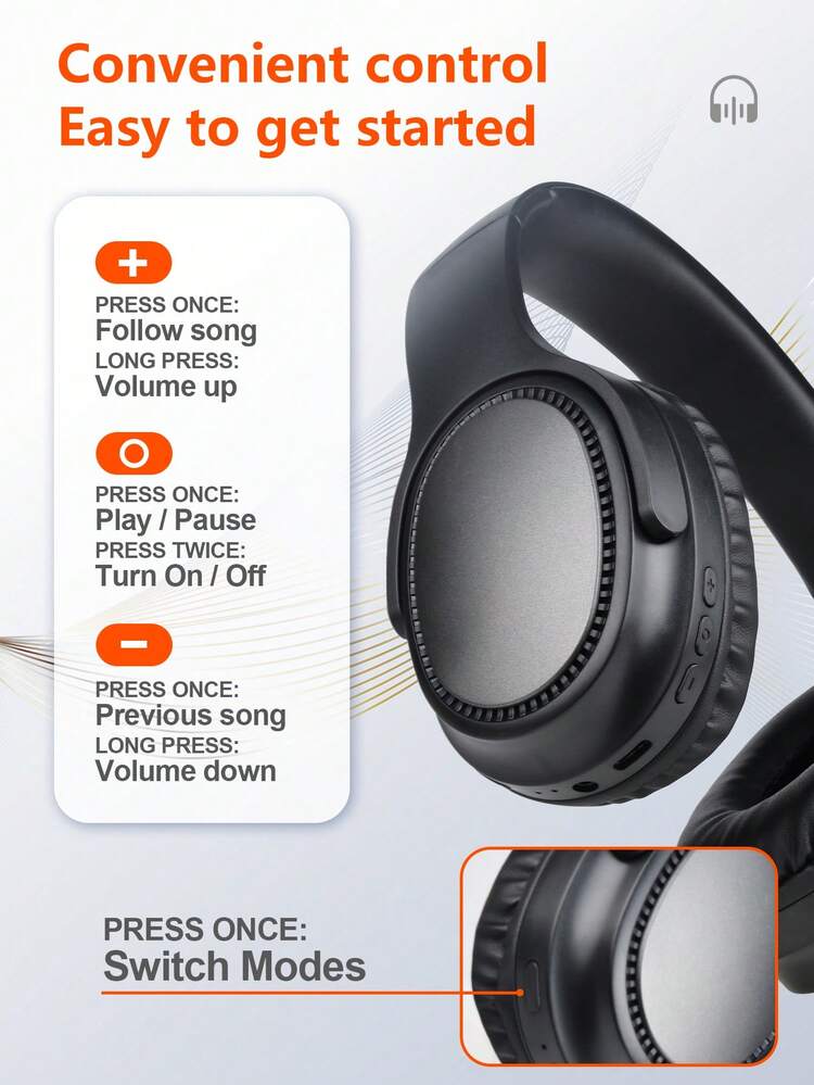 Gerripuer 新款无线耳机带麦克风，6.0 芯片，适用于游戏、视频、音乐、低延迟、USB-C、立体声高清通话、商务母亲节礼物、舒适的可调节头带、HiFi 低音、长电池寿命 - 黑色 - 查看 8