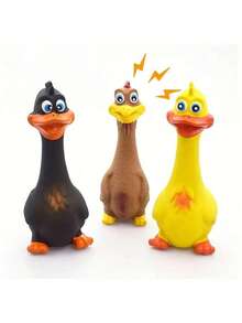 1 件宠物狗玩具尖叫鸡挤压声音玩具橡胶鸭吱吱咀嚼耐用玩具用于小狗训练，鸭子/鸡设计狗咀嚼玩具，坚固的吱吱狗出牙玩具