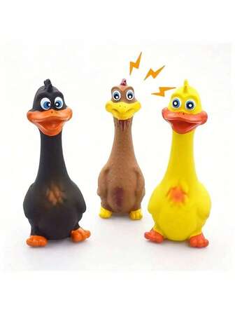 1 pieza Juguete de perro con diseño de pollo que chilla, juguete de goma con sonido de pato para morder y masticar, juguete duradero para entrenamiento de cachorros, diseño de pato/pollo, juguete de dentición resistente con sonido para perros