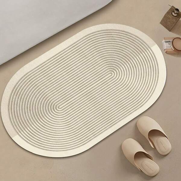 1pc Minimalist Bathroom Absorbent & Quick Dry Floor Mat, Entryway Non-Slip Doormat, Bathroom Silica Gel Mud Mat