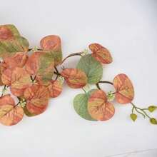 CZ 3 Packs 12ft Artificial Eucalyptus Fake Fall Vines Wreaths Garland Hanging Plants Backdrop For Room Bedroom Wall Decor Yellow Orange Leaves For Autumn Theme Party Wedding Decoration 6325 - 綠色和橙色 - 查看 4