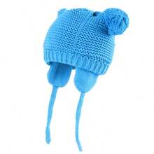 Toddler Boys Girls Beanie Hat Thermal Lined Knit Kids Hat With Ear Flaps Baby Warm Winter Hat - Double Ball Small Earmuffs - View 26