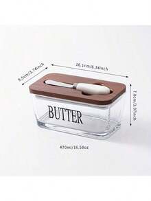 Cirelle 1pc Acacia Wood Lid Glass Butter Dish Set. Thick Glass Butter Container With Bamboo Lid For Home Kitchen, Large Butter/Cookie/Snack Storage, Suitable For Gifts, Christmas Present - Multicolor - View 5