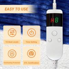 Electric Blanket Heated Throw, Soft Flannel Heating Blanket With 8 Hours Auto Off 10 Fast Heating Levels Machine Washable Sherpa Heated Blanket With Overheating Protection