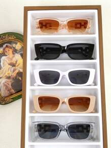 1 件女士方形小框时尚眼镜，适合夏季海滩度假、户外、旅行日常佩戴 - 彩色 - 查看 9