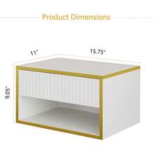 Gold Nightstand Set Of 2, Modern Bedside Table With Drawers And Open Shelf, Floating Design, Small Side Table For Bedroom, Black/ White - 白色 - 查看 2