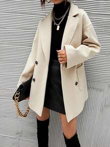 Modischer & vielseitiger einfarbiger Doppelreiher Mantel, Herbst/Winter