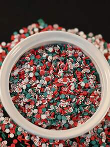 50g/Box zufällig gemischter Mini Weihnachts-Harz-Dekorations-Set, Weihnachts-Schneeflocke Weihnachtsmann Perlen, DIY Feiertags-Party Nagelkunst Dekorations-Accessoires