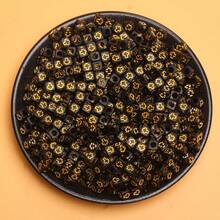 200/600Pcs 6mm Square/7mm Flat Round Acrylic Beads Cross Pattern Beads Loose Spacer Beads For Jewelry Making DIY Bracelets Accessories - 黑底金字/方形 - 查看 4