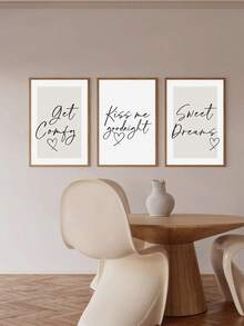 Bộ 3 tranh trang trí tường phòng ngủ phong cách tối giản hiện đại, tông màu trung tính, câu nói ý nghĩa trước giờ đi ngủ, họa tiết cặp đôi màu be, tranh không khung. - Nhiều màu - Xem 14