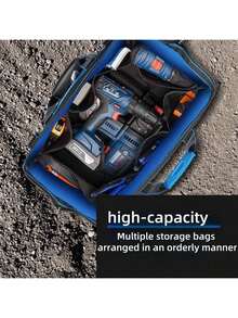 1pc Heavy Duty Canvas Tool Bag, Multi-Functional Electrician & AC Repair Tool Bag, Large Portable Tool Tote With Shoulder Strap