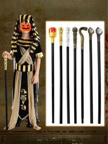 1 件万圣节成人角色扮演道具国王权杖巫师女巫法老魔杖权杖塑料表演权杖道具，手工吹制塑料工艺品（DIY 组装拼图玩具）万圣节