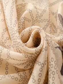 1pc New Bohemian Printed Women Scarf, Lightweight Breathable Tassel Shawl, Elegant Style Women Sun Protection Beach Travel Scarf For Dress - Beige - View 5