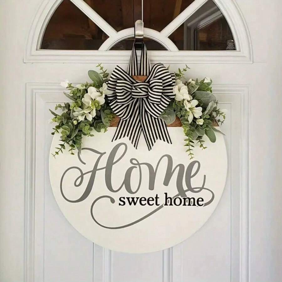 Front Door Welcome Sign Wreath Doorplate Decoration No Solicitation Fun Wooden Sign Festive Supplies - ngôi nhà ngọt ngào - Xem 1