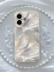 1 pieza Funda de teléfono a prueba de golpes de cobertura total de TPU con diseño de concha blanca compatible con iPhone 16/15/14/13/12/11/XSMAX/X/XS/XR/7PLUS/8PLUS/7/8 - Beis - Ver 2