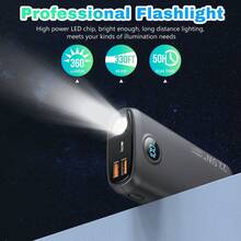 Portable Charger 20000mAh Power Bank, 22.5W Fast Charging External Battery Pack, USB-C Portable Phone Charger For IPhone 16/15/14/13 Pro Android And More, Travel Camping Essential - 黑色 - 查看 7