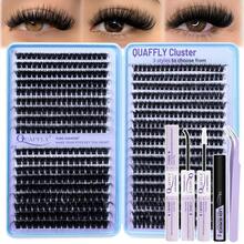 666PCS QUAFFLY Lashes D-Curl Fluffy Lash Extension Kit 60D+80D+100D Lash Clusters Eyelash Extension Kit 10-18mm Individual Cluster Lashes Extensions Kit With Lash Bond And Seal, Lash Remover ,Tweezers - 黑色 - 查看 8