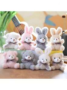 5个卡通领结泰迪熊毛绒玩具，可DIY钥匙扣、包包挂件，适合情人节、毕业派对、生日礼盒、婚礼派对装饰、生日派对DIY装饰、包包钥匙扣挂件、圣诞节、儿童派对礼物、儿童礼物、泰迪熊 - 彩色 - 查看 3