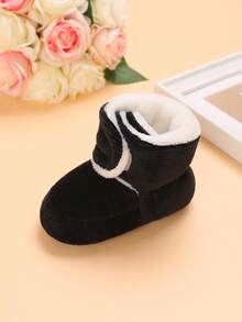 0-1 Year Old Infant Warm Thickened Winter Shoes, Soft Bottom Toddler Shoes, Winter - Black - View 5