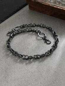 1pc Punk Style Skull Metal Pant Chain, Diagonal Cross Chain For Street, Halloween Costume Decoration, Suitable For Summer, Autumn, Winter, Campus, Halloween, Suitable For Teenagers, Youth, Men, Casual, Outdoor, Sports, Vacation, Graduation Gift, Birthday, Daily Wear