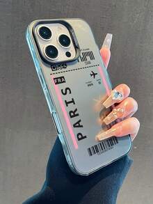 1pc Fashion Airplane Ticket Pattern Matte Soft Anti-Slip Anti-Drop IMD Phone Case Compatible With Apple & Phones - Multicolor - View 3