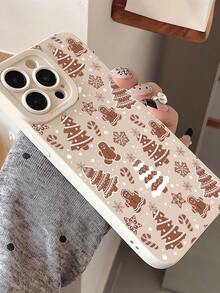 1 szt. Modne i wyjątkowe etui na telefon z choinką i piernikowym ludzikiem, białe, miękkie, kompatybilne z 16/16Pro/16Plus/15/15ProMax/15Pro/11/12/13/14ProMax/12Mini/13Mini/11Pro/11ProMax/12Pro/12ProMax/13Pro/13ProMax/14Pro/14ProMax, kreatywne i eleganckie, wodoodporne, odporne na wstrząsy, odporne na upadki i zarysowania