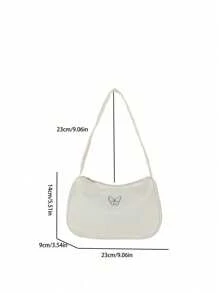1pc Nylon Zipper Small Shoulder Bag, Reversible, Simple And Lightweight Butterfly Shoulder Bag, Butterfly Pendant Underarm Bag, Gift Between Friends, Suitable For Daily Use (White) - White - View 5