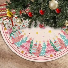 1pc Christmas Tree Skirt, Pink Christmas Tree Theme, Indoor/Outdoor Christmas Tree Mat Decor, Holiday Party Gift, Suitable For Christmas, New Year, Thanksgiving Decoration
