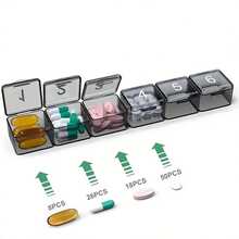 1pc 30-Slot Pill Box, 2pcs 30-Day Pill Organizer, Monthly Pill Storage Box, 30-Slot Medication Box, Travel Monthly Pill Case, Storage Container - Multicolor - View 8