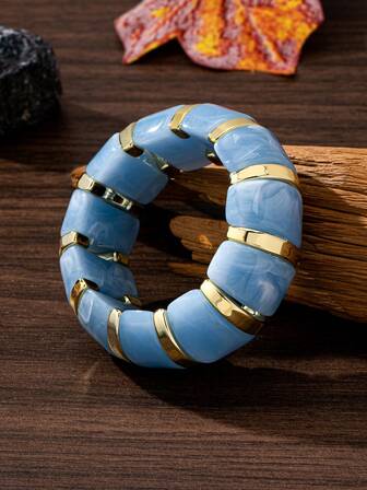 1pc Fashionable Textured Resin Beaded Vintage Bracelet