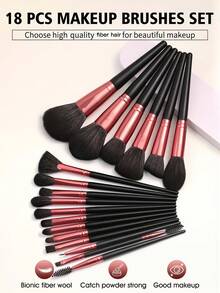 18pcs Makeup Brush Set, Eyeshadow, Blush, Powder Blending Soft Comprehensive Cosmetic Tools,Giveaways,Professional Makeup Brushes,Complete Makeup Set - Black - View 1