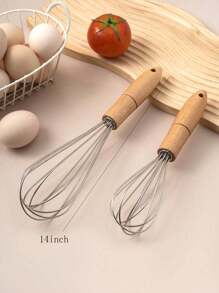 木制手动搅拌器、厨房蛋糕面糊搅拌器、打蛋器、奶油搅拌器 - 彩色 - 查看 11